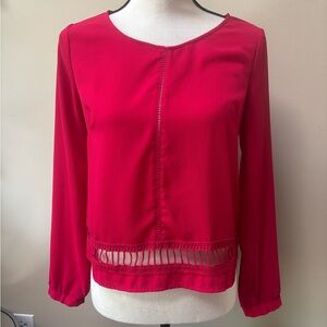 Lush Chili Pepper Red Blouse Long Sleeve Blouse